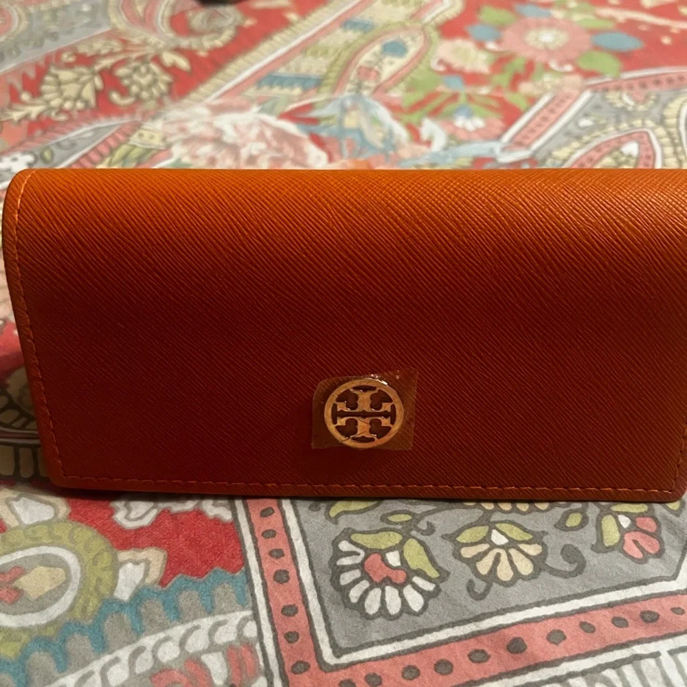 Tory Burch Orange Eye glass Case Large